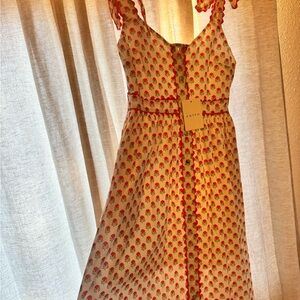 Entro Red and White Floral Midi Dress